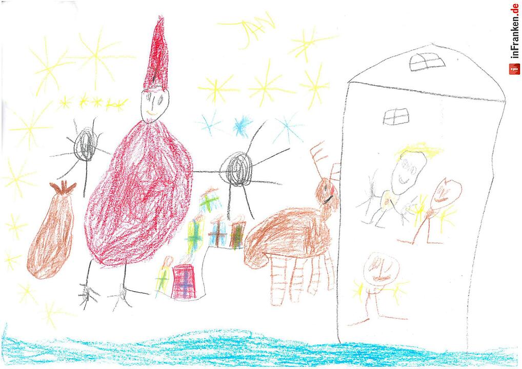 Selbstgemalte Weihnachtsbilder von Kindern aus Franken 2016