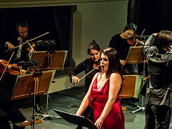 Die Sopranistin Dimitra Kotidou beeindruckte als Solistin beim Sinfoniekonzert im Landestheater Coburg. Unter der Leitung von Johannes Brahms interpretierte sie den Liederzyklus "Les Illuminations" von Benjamin Britten.Foto: Jochen Berger