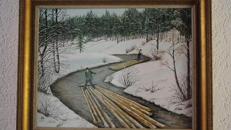 Eines der Schmuckstücke in Fleischmanns heimatkundlicher Sammlung: Das Geschehen auf dem Doberbach um das Jahr 1920 wurde von Harald Popig für den Kreisheimatpfleger gemalt.