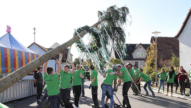 Beim Baumaufstellen in Pautzfeld Foto: Mathias Erlwein