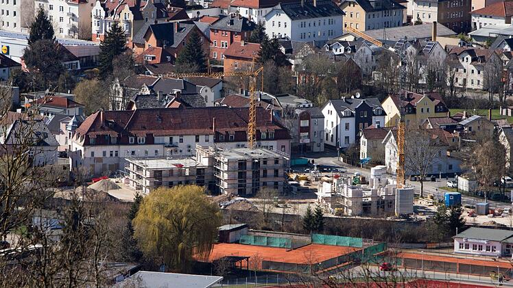Blick auf die Großbaustelle am Vorderer Floßanger von der Veste ausFoto. Jochen Berger