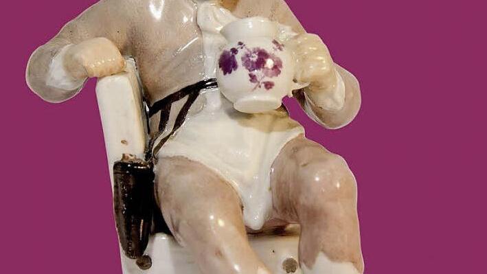 Dieser biertrinkende Bauer aus einer "holländischen Bauern-, Trink- und Spielgesellschaft" ist Teil der Ausstellung in der Sammlung Ludwig zum 500. Geburtstag des Reinheitsgebots.  Foto: Museen der Stadt Bamberg