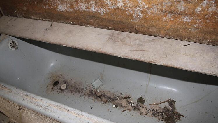 Trotz Abdeckung hat sich Schmutz in der Wanne angesammelt, denn die Badewanne ist im Winter nicht nutzbar Foto: Sonja Adam
