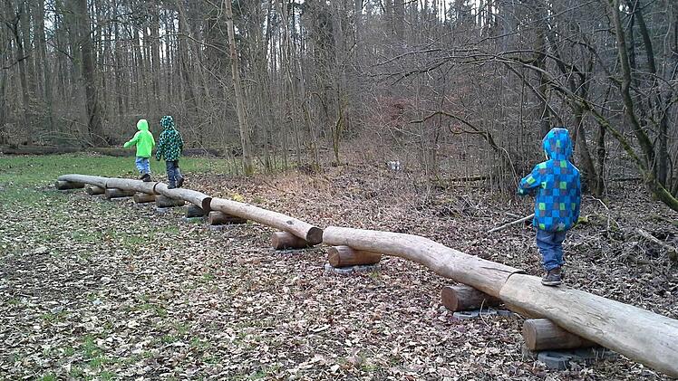 Kleine Entdecker unterwegs auf dem Erlebnispfad im Bamberger Bruderwald. Foto: Matthew Back