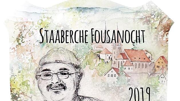 B&auml;ckermeister Bernd B&ouml;hm ziert den Orden der diesj&auml;hrigen "Staaberche Fousanocht", entworfen von Mirjam Gwosdek. Foto: pr