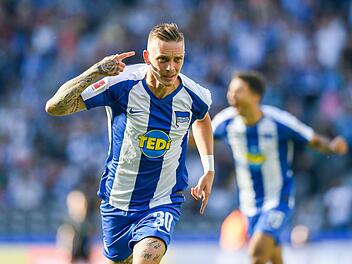 Er gehört zu den teuersten fränkischen Profis der 1. und 2. Bundesliga: Marius Wolf von Hertha BSC. Foto Tom Weller/dpa