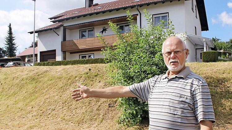 Hermann Jäger steht an der Stelle, an der er vor drei Monaten gemeinsam mit seinem Nachbarn eine Salweide gestutzt hat, die auf einem Gemeindegrundstück in Tretzendorf (Oberaurach) stand. Inzwischen ist die Weide wieder ein gutes Stück nachgewachsen.  Foto: Friederike Stark