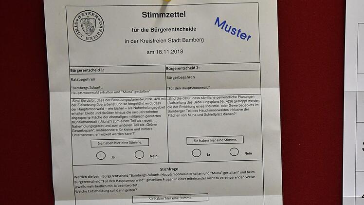 So sieht der Stimmzettel zum Bürgerentscheid am 18. November aus, zu dem am 8. November eine Podiumsdiskussion stattfindet.  Ronald Rinklef