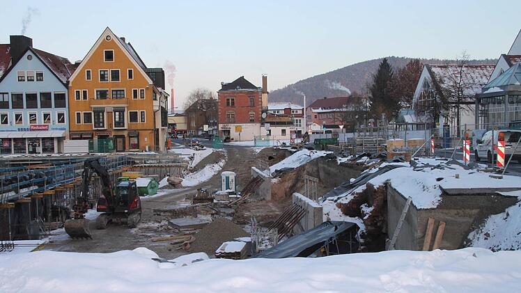 Ein Blick auf die Baustelle von der Grabenstraße aus