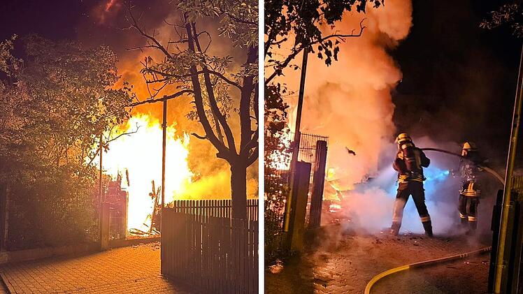 Erlangen: Holzhütte einer Kindertagesstätte geht in Flammen auf - Polizei sucht Zeugen
