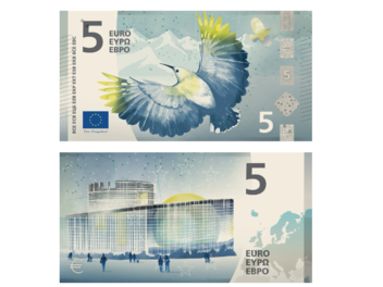 Ein Beispiel-Geldschein: So k&ouml;nnten die neuen Euro-Scheine aussehen.
