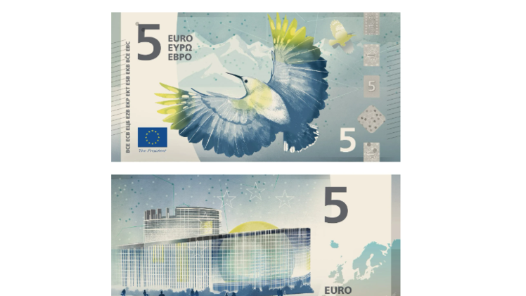 Ein Beispiel-Geldschein: So k&ouml;nnten die neuen Euro-Scheine aussehen.