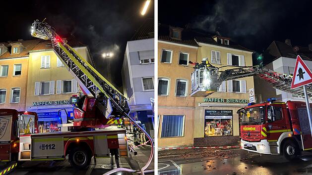 Brand in Haus mit Waffenladen in Franken: Flammen greifen über - Gebäude muss evakuiert werden