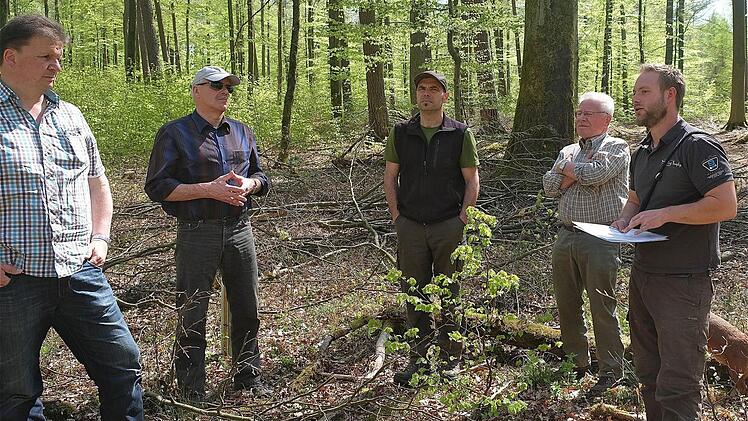 Waldbegang des Gemeinderates Wartmannsroth im April 2015 Foto: Gerd Schaar