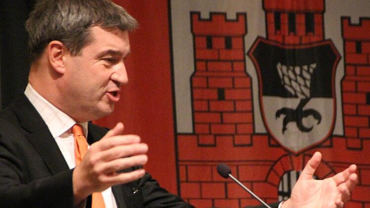 Finanzminister Markus Söder (CSU) beim Neujahrsempfang der Stadt Bad Kissingen. Foto: Benedikt Borst