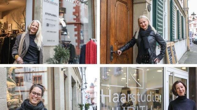 Steffi Cestone, Tanja Stadlmeyer, Judith Bräunig und Marie Ebert (von oben links im Uhrzeigersinn) fühlen sich in der Herrngasse wohl.Fotos: Barbara Herbst