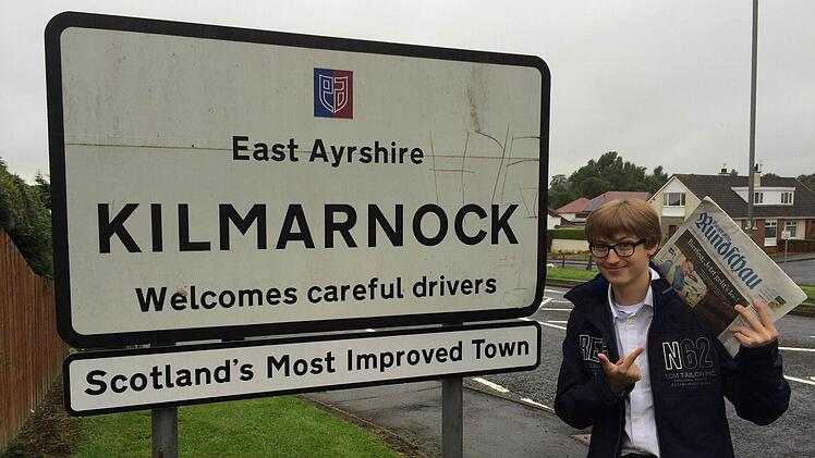 Für die Bayerische Rundschau in Kulmbachs schottischer Partnerstadt Kilmarnock: Jugendreporter Niklas Rauchmaul. Foto: privat