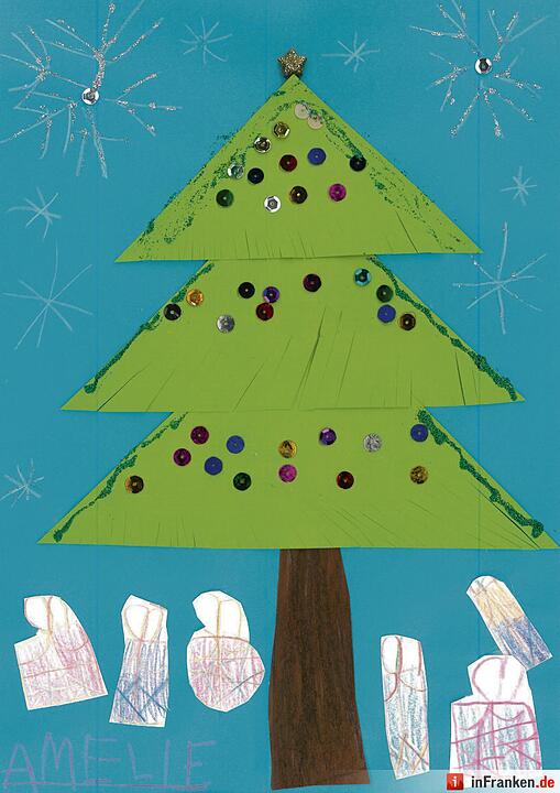Selbstgemalte Weihnachtsbilder von Kindern aus Franken 2016