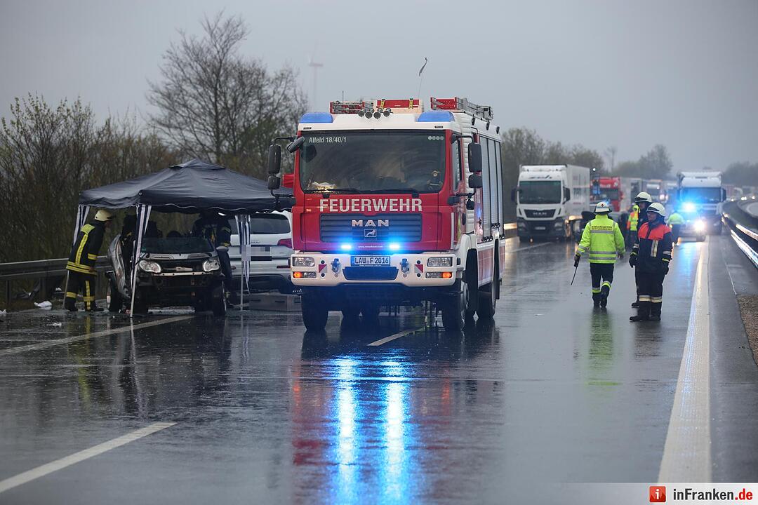 Hagel-Unwetter lšst Massenunfall aus: Autos kollidieren auf der A6 - Acht verletzte Personen, davon drei schwer