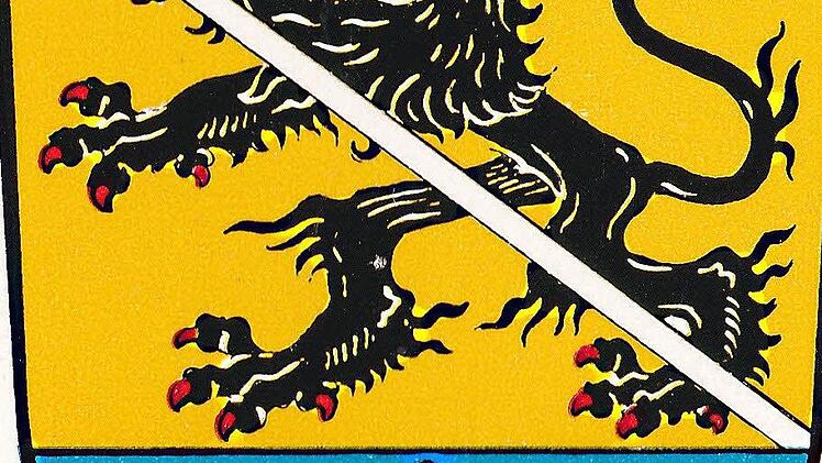 Das Wappen des ehemaligen Landkreises Stadtsteinach mit der heraldischen Rose als das Stammwappen derer von Guttenberg.