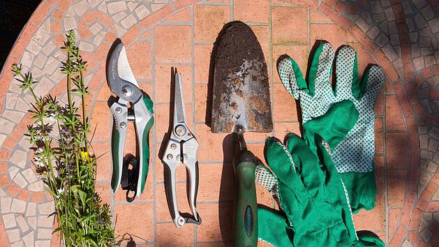 Gartenschere und Schaufel