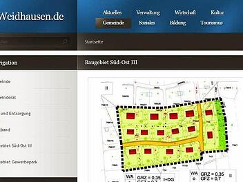 Die Gemeinde Weidhausen plant eine Online-Datenbank für Grundstücksverkäufe. Bislang beschränkt sich das Informationsangebot auf solche Skizzen von Baugebieten. Foto: Screenshot