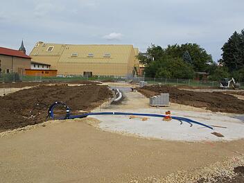 Hallstadts neuer Stadtpark ist im Entstehen. Foto: Stadt Hallstadt