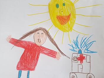 Menschen in Sorge - trotz Sonnenschein: Ein Bild  das ein Kind im Kindergartenalter für den Fränkischen  Tag  zum Thema Coronavirus gemalt hat. Foto: Christian Bauriedel
