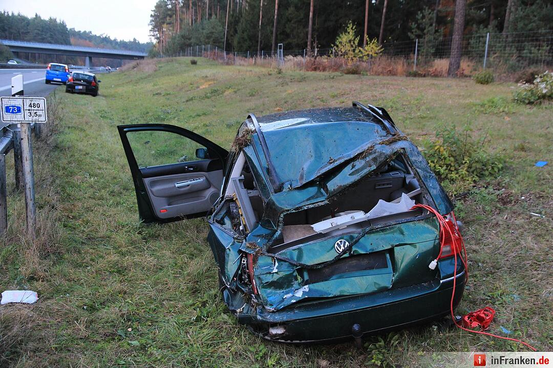 Kollision auf A73 bei Bamberg- Fahrer schwer verletzt