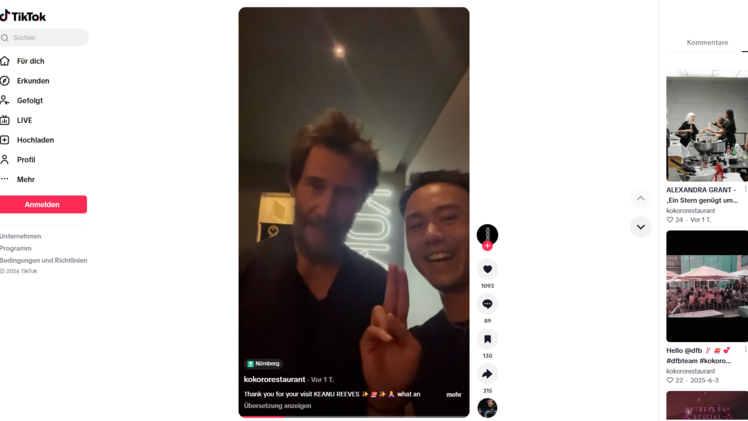 N&uuml;rnberg: Mega-Star Keanu Reeves besucht Restaurant - Inhaberin berichtet