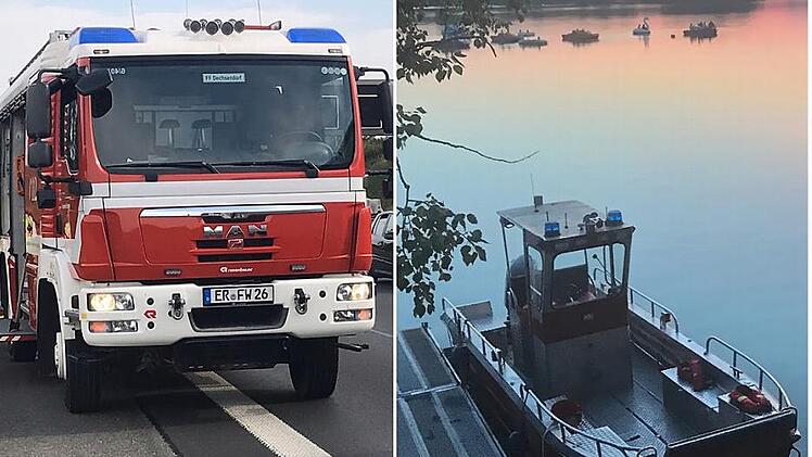 Zweimal Rettungstechnik vom Feinsten: Das HLF der Feuerwehr und das Mehrzweckboot Stromberg II.  Fotos: Michael Busch