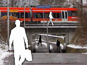 1000 Fahrgäste müssten im Forchheimer Norden täglich in die S-Bahn ein- und aussteigen, damit an der Unterführung in der Herder-Straße ein kleiner Bahnsteig gebaut werden kann. Foto: Nikolas Pelke/Grafik: Franziska Schäfer