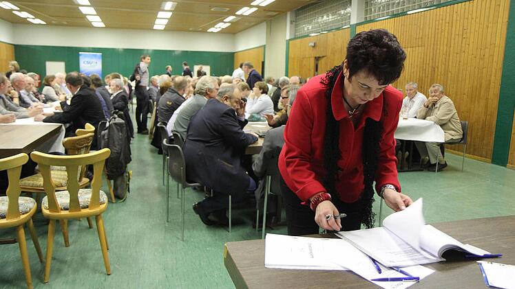 Renate Reichelt bei der Überprüfung der Delegiertenliste