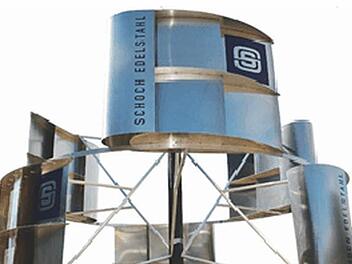 Kunst oder Technik? Die Firma Greentown Tec Limited aus Dannstadt-Schauernheim (Rheinland-Pfalz) bietet der Stadt Stadtsteinach die Errichtung einer solchen vertikalen Windkraftanlage an. Foto: Greentown