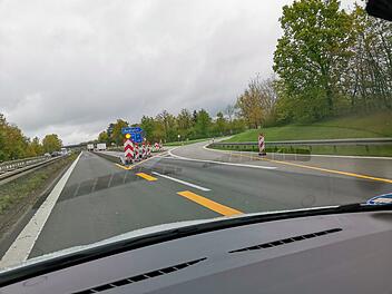 A73, Ausfahrt, Autobahn zwischen Forchheim und Bamberg, Sperrung, Baustelle, Bauarbeiten