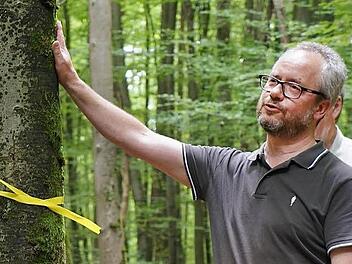 Im Frühjahr erläuterte Forstoberrat Klaus Wilm Maßnahmen im Wartmannsrother Gemeindewald. Jetzt nimmt er Abschied.  Foto:  Schaar/Archiv