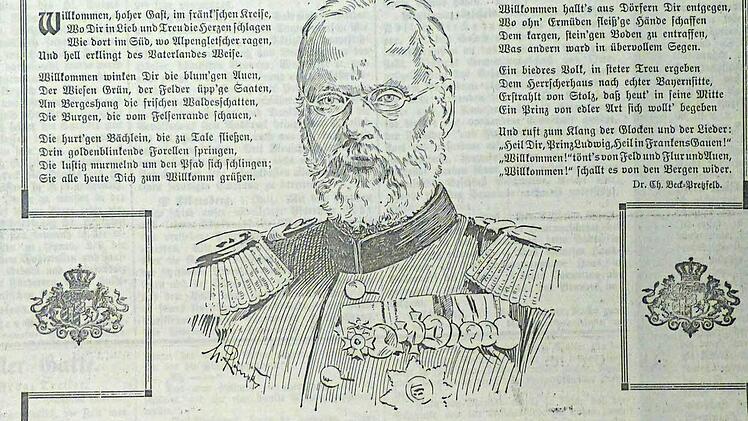 Willkommensgruß des Pottenstein Gößweinsteiner Tagblatts, einer Nebenausgabe des Wiesent-Boten vom 3. Juni 1908 (Repro Franze)