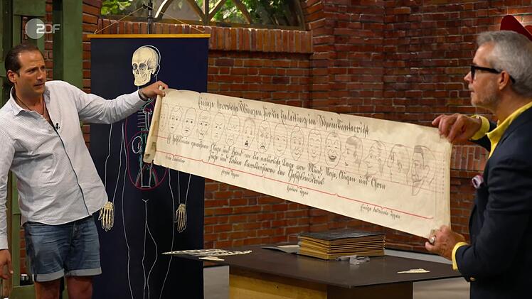 Eine Schultafel vom Faunus Verlag stammte aus den 1950er Jahren, ein Banner für den Schminkunterricht sogar aus den 1920er/30er Jahren, datierte Detlev Kümmel.