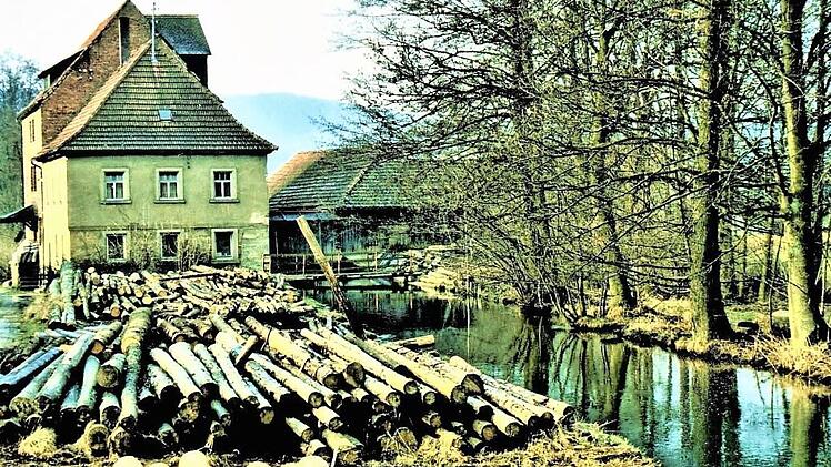 Die Hasslacher Schneid- und Mahlmühle mit Mühlgraben im Jahre 1980.  Fotos: Gerd Fleischmann