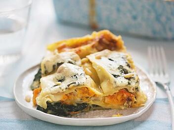 Kürbislasagne mit Spinat