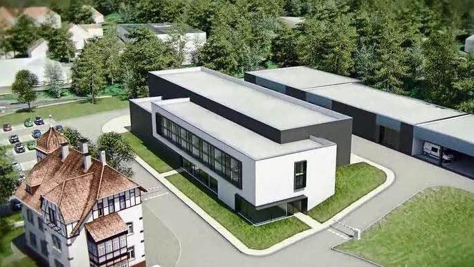 Diese Animation zeigt, wie die Neubauten hinter dem bestehenden Verwaltungsgebäude geplant sind. Foto: Ruppert