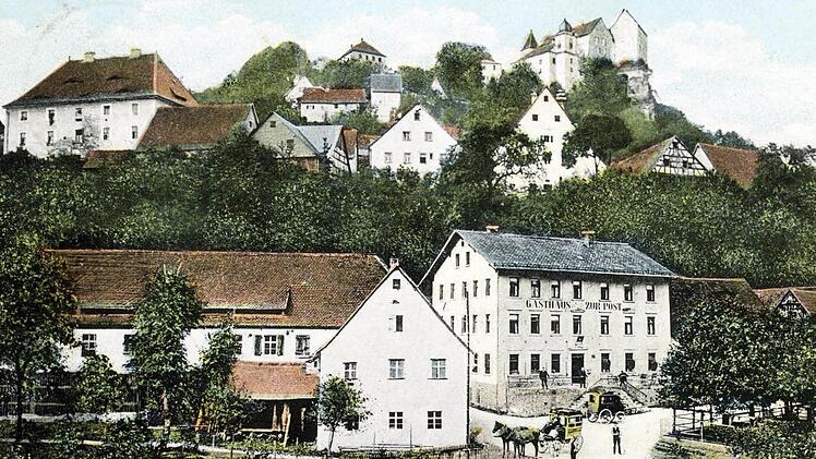 Egloffstein 1908 mit der Poststation im Gasthaus Zur Post (Kartenausschnitt) Repro: Reinhard Löwisch