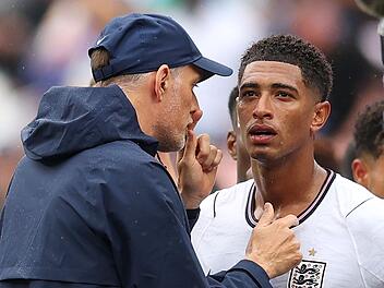 England-Star Jude Bellingham und sein deutscher Trainer Thomas Tuchel tr&auml;umen vom WM-Titel.