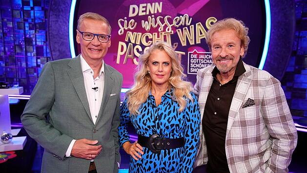 Günther Jauch (links), Barbara Schöneberger und Thomas Gottschalk stellen sich wieder dem Zufallsprinzip: Erst zu Beginn ihrer Show wird festgelegt, wer diesmal die Sendung moderiert.