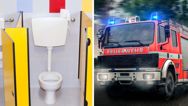 Brand auf Schultoilette