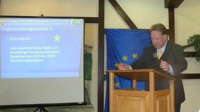 Hauptreferent war Joachim Spatz, ehemaliger Europapolitischer Sprecher der FDP im Bundestag. Foto: Europa-Union