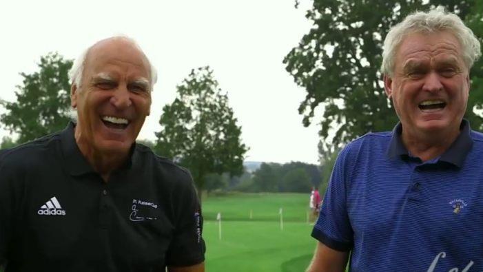 Sepp Maier (rechts) und sein einstiger Teamkollege Franz "Bulle" Roth sprechen in dem Filmbeitrag über die Erlebnisse in Kulmbach und kommen dabei aus dem Lachen nicht mehr heraus. Screenshot: Alexander Hartmann