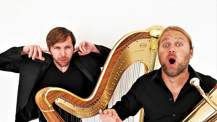 Martin Hofmeir (Tuba) und Andreas Mildner (Harfe) sind am Sonntag im Rahmen der Erlanger Schlossgartenkonzerte zu erleben.