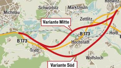 Zwei Varianten sind möglich. Gegen die Variante Süd soll nun geklagt werden. Grafik: Klaus Heim