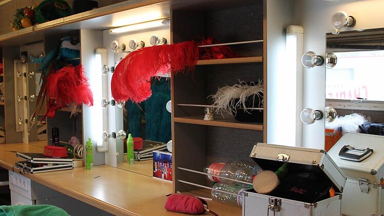 Die Garderobe des Showballetts vermittelt einen Eindruck von Glitzer, Glamour und Exotik der Zirkuswelt.